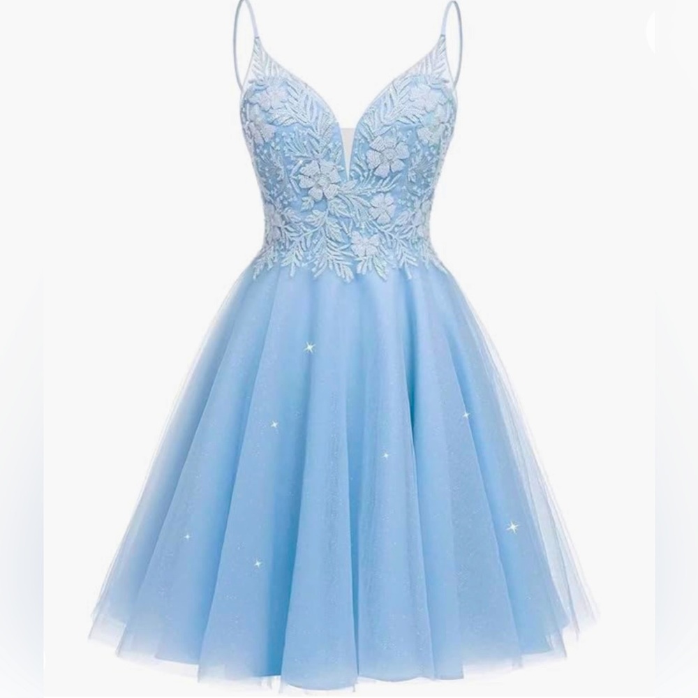 Sparkling Babyblue Tulle Homecoming/Prom Dress
